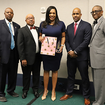 Curtis Briscoe, Gerald Yerby, Deiaddra 'Dee' Griffin, Mistress of Ceremonies, Kyle Butts, and Rodney Howard, Sr.